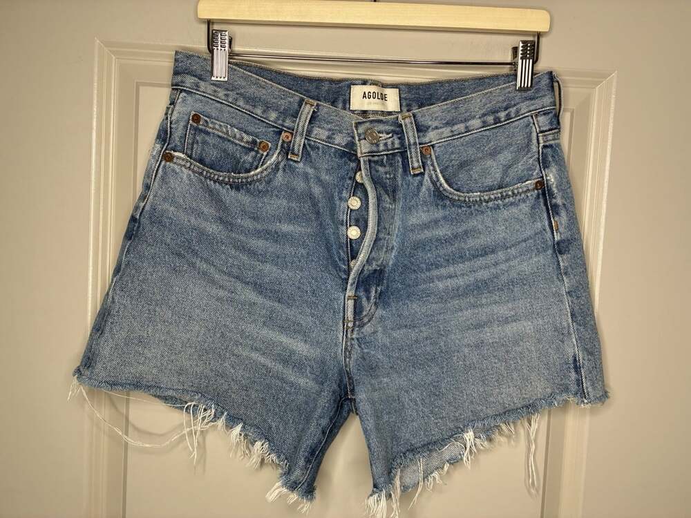 Agolde Parker Long Short in Skywave Size 27 Denim Shorts - Picture 3 of 8
